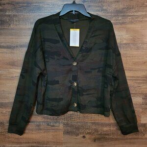 Social Standard By Sanctuary Sweater M Daytripper Camo Cardigan Thin Knit NWT